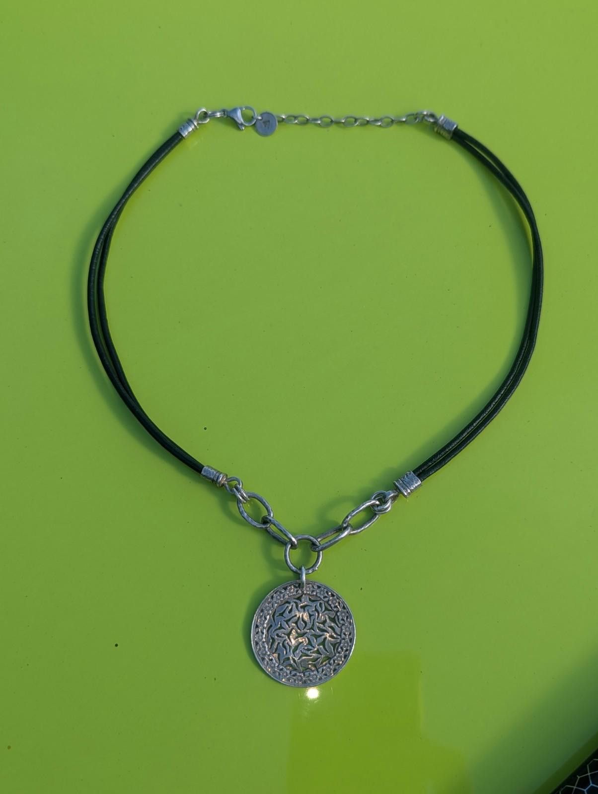 Designer Silpada Sterling Silver Leather Sunburst Pendant Necklace Size ONE SIZE - 1 Thumbnail