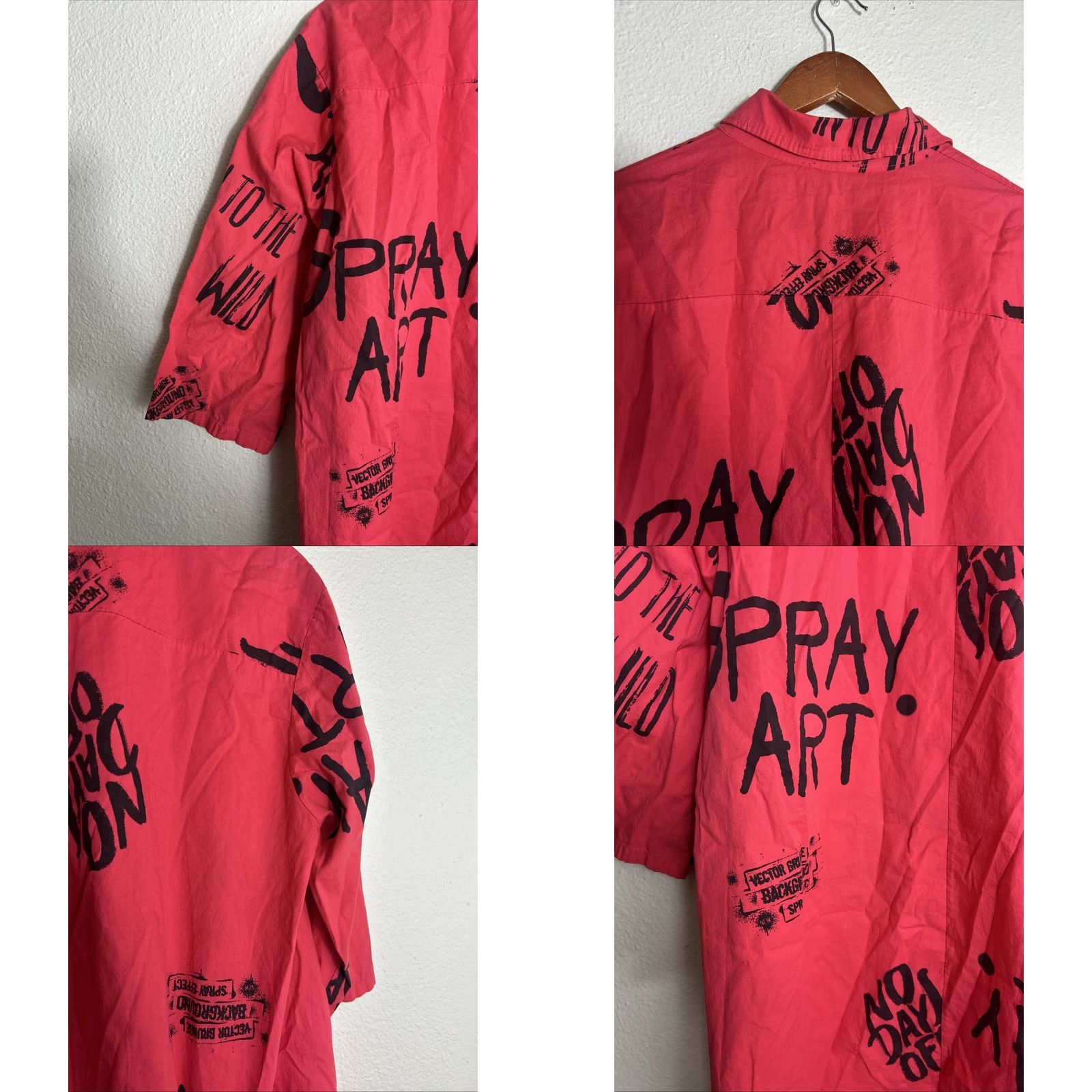 Vintage VINTAGE New Collection Blouse Red 100% Cotton XL Women Grunge Oversized Italy 1/4 Button Size XL / US 12-14 / IT 48-50 - 9 Thumbnail