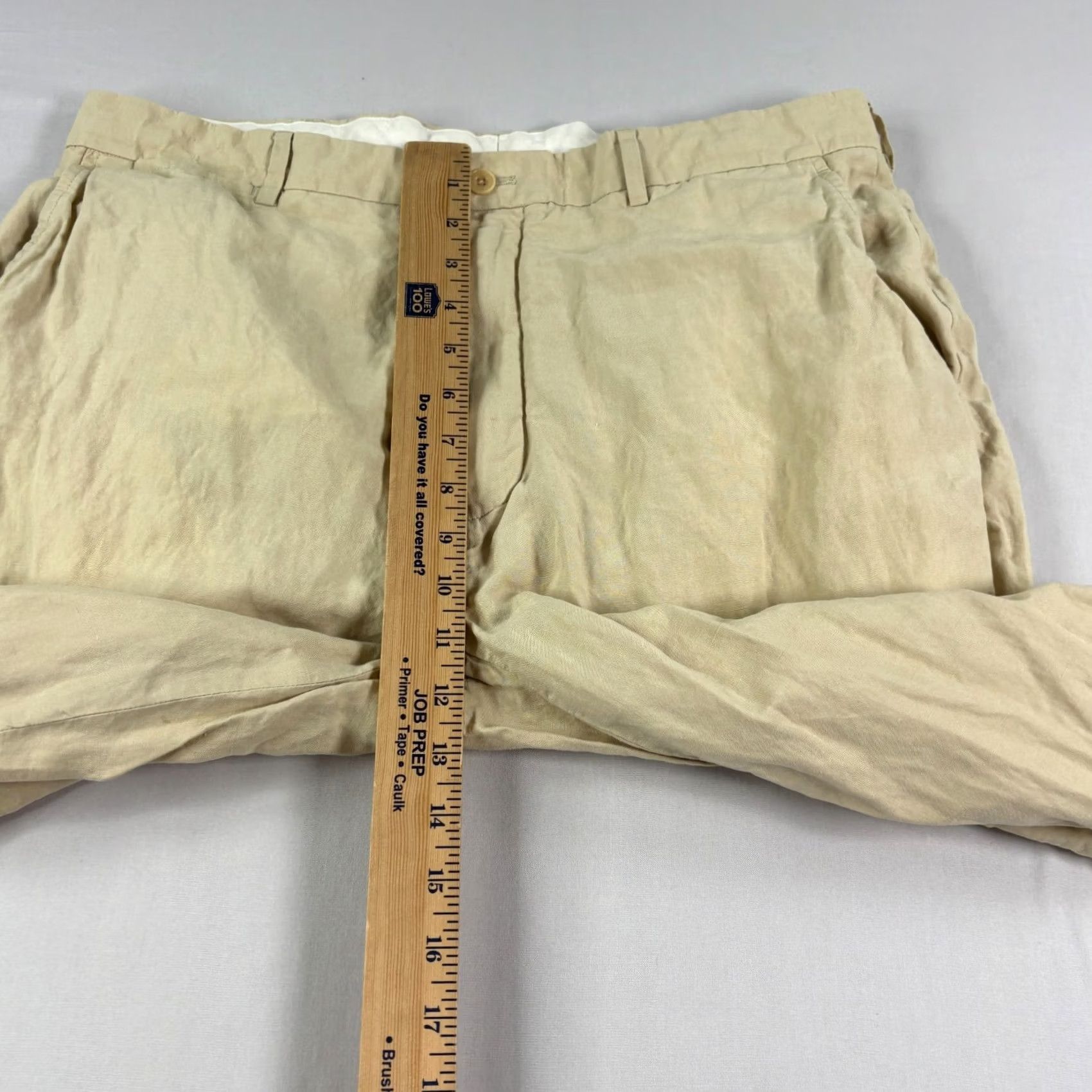 Polo Ralph Lauren VINTAGE Polo Ralph Lauren Pants Mens 36x26 Beige Linen Silk Straight Leg Beach Casual Flat Front Zip Size US M / EU 48-50 / 2 - 7 Thumbnail