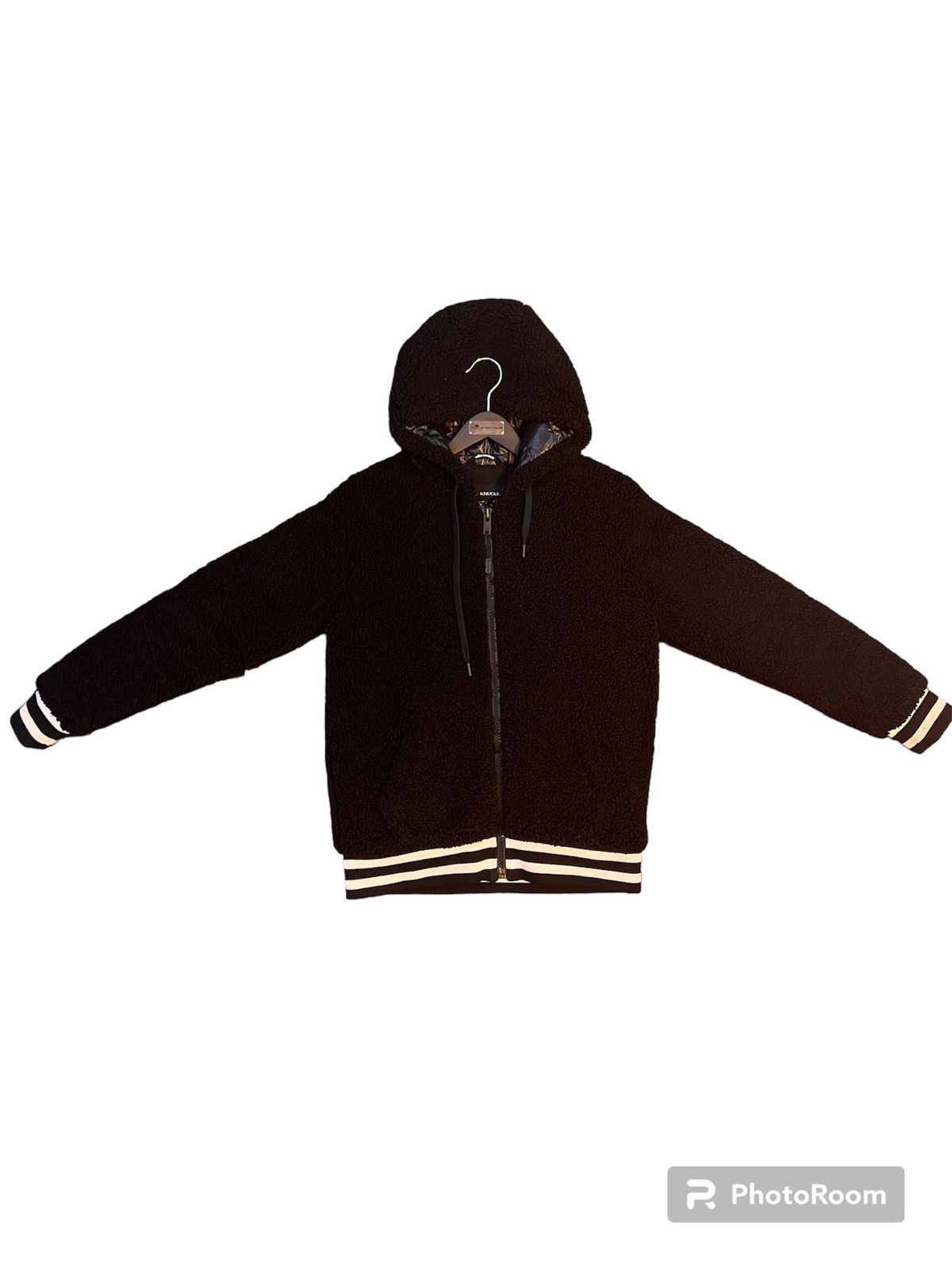 image of Moose Knuckles Varsity Style/sherpa Hoodie in Black, Men's (Size Small)