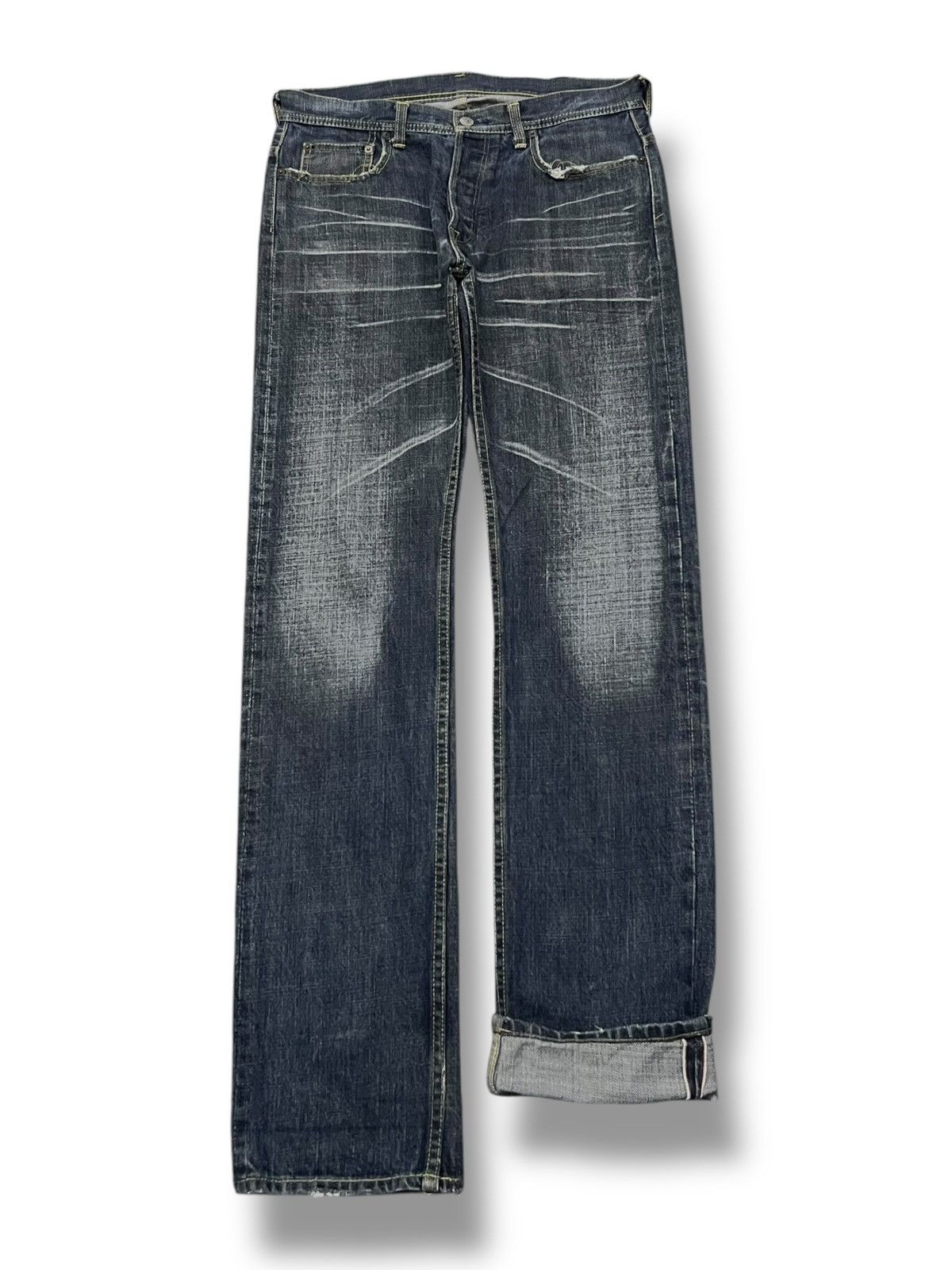 Japanese Brand Vintage 00s Tabloid News Japanese Selvedge Denim W33 Size US 33 - 2 Thumbnail