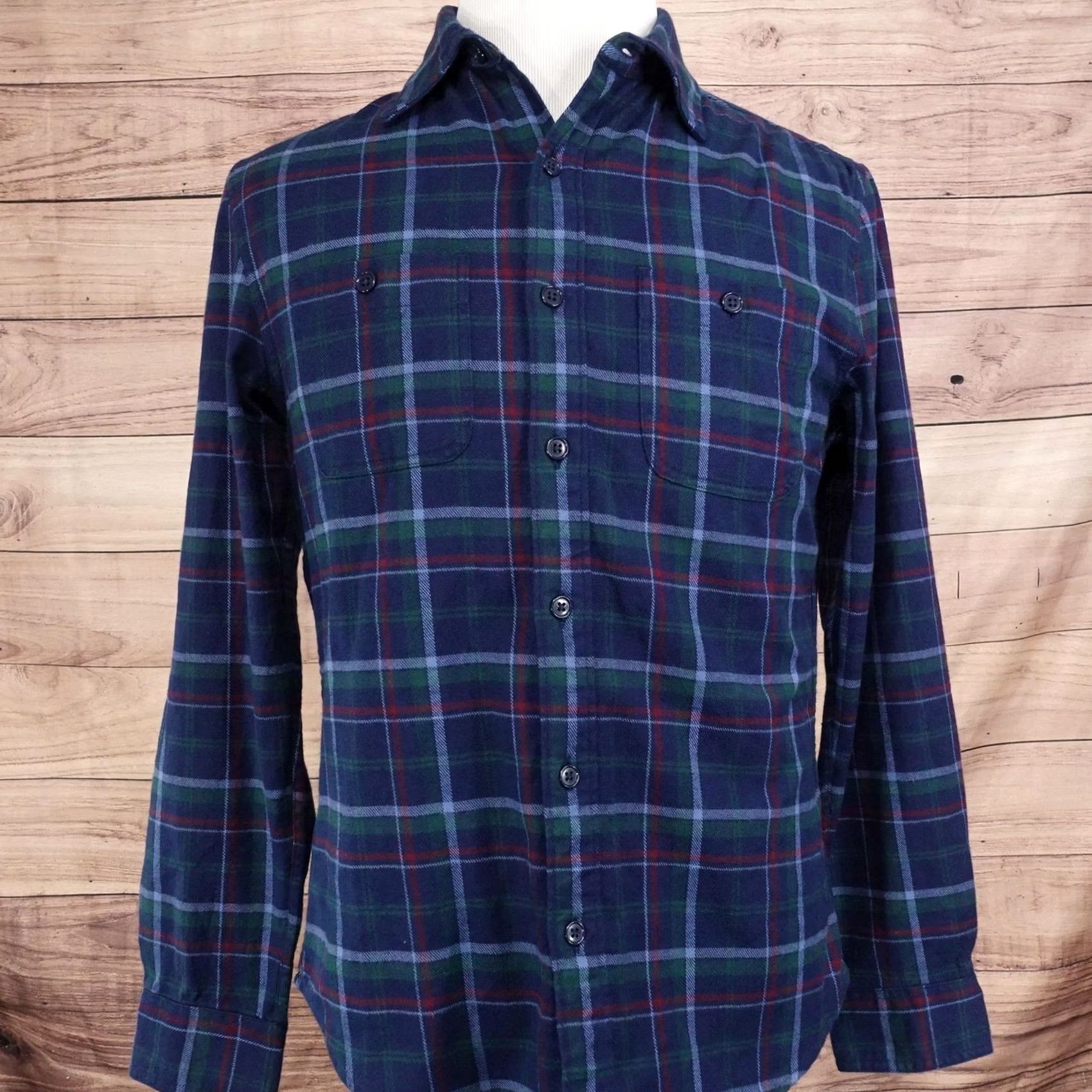 Bonobos Bonobos Shirt Mens S Blue Plaid Flannel Long Sleeve Button-Up Standard Fit Size US S / EU 44-46 / 1 - 3 Thumbnail