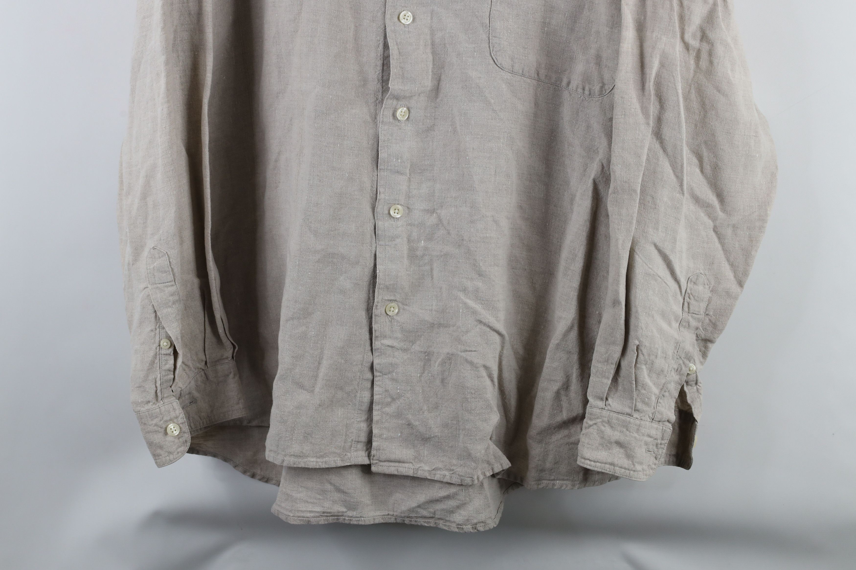 Vintage Vintage 90s Streetwear Fit Linen Collared Button Shirt Beige Size US XL / EU 56 / 4 - 3 Thumbnail