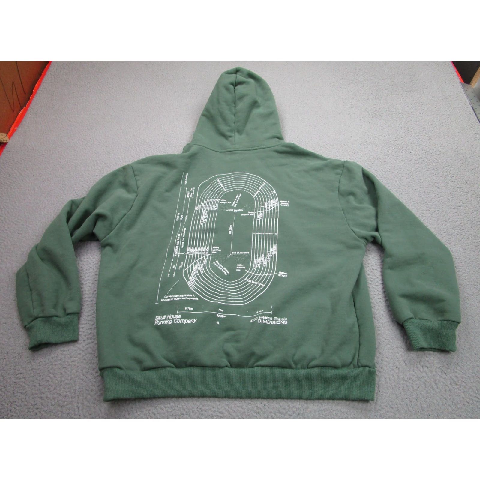 Vintage Skull House Running Company Hoodie Mens XL Green Track Graphic Pullover Fleece Size US XL / EU 56 / 4 - 2 Thumbnail