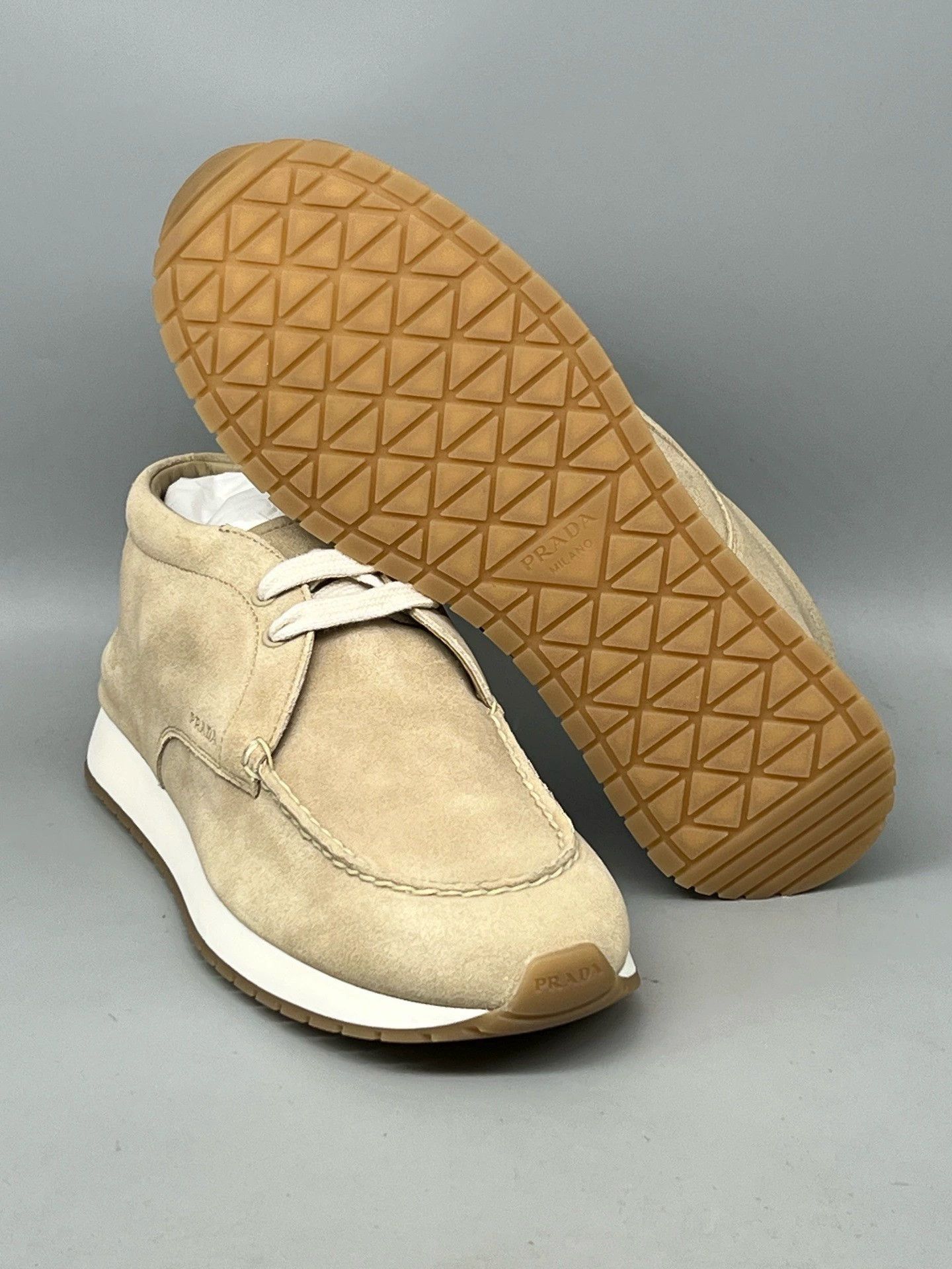 Prada prada men's suede leather high-top sneakers Size US 5.5 / EU 38 - 6 Thumbnail