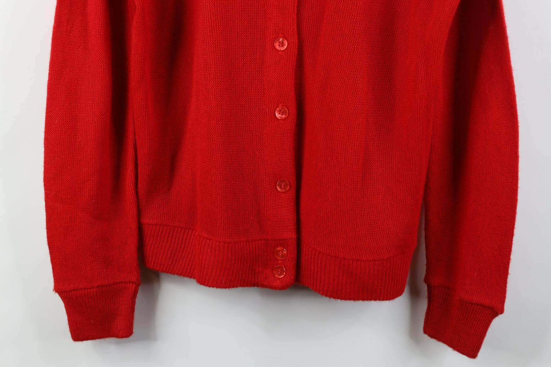 Vintage Vintage 70s Streetwear Knit Cardigan Sweater Red Acrylic USA Size M / US 6-8 / IT 42-44 - 3 Thumbnail