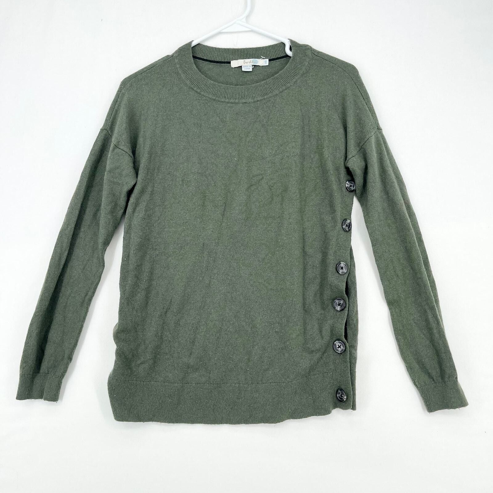 Boden Boden Green Side Button Long Sleeve Crewneck Sweater Size XS Size XS / US 0-2 / IT 36-38 - 1 Thumbnail