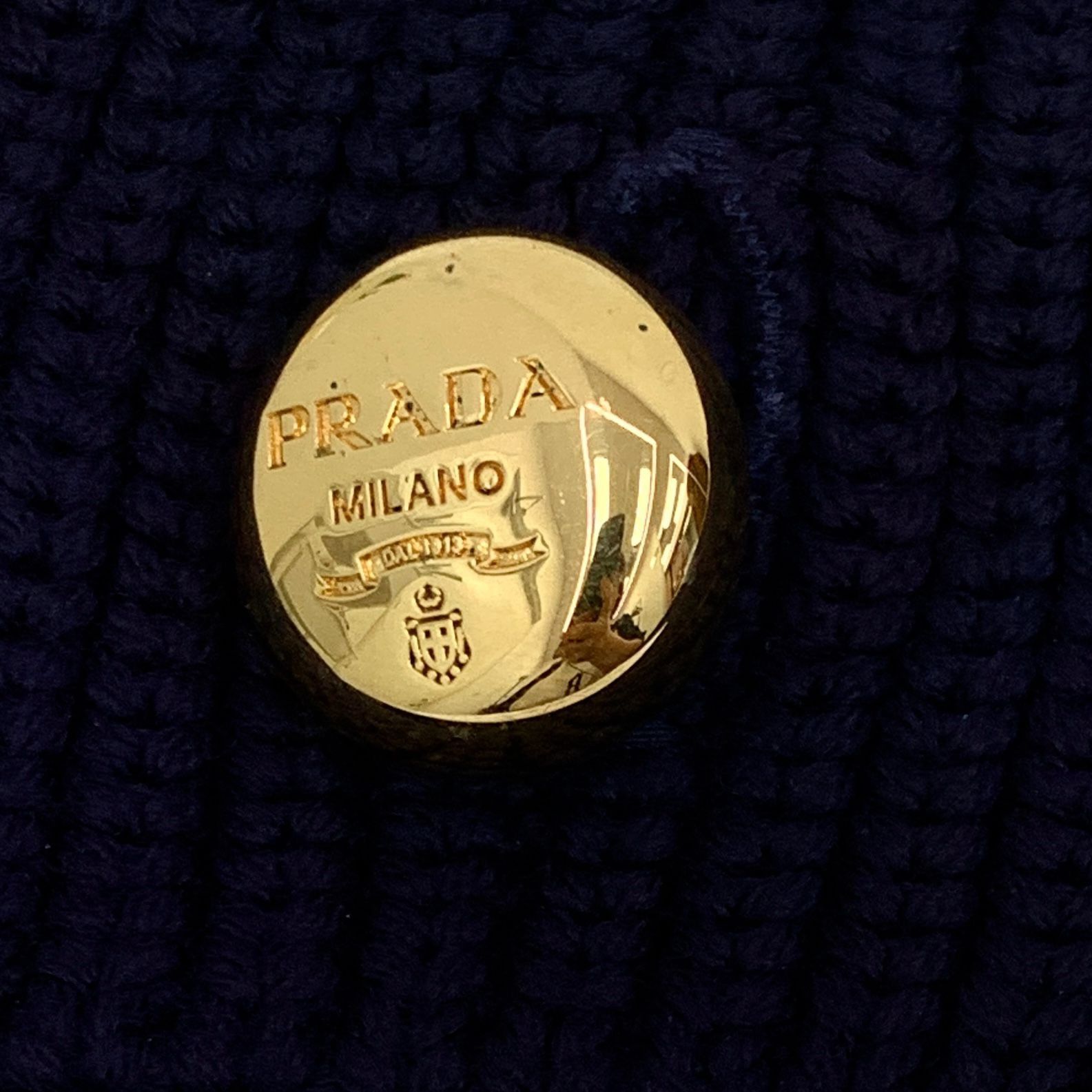 Prada PRADA Milano Navy Cropped Sweater With Gold Buttons 100% Vir Size XS / US 0-2 / IT 36-38 - 7 Thumbnail
