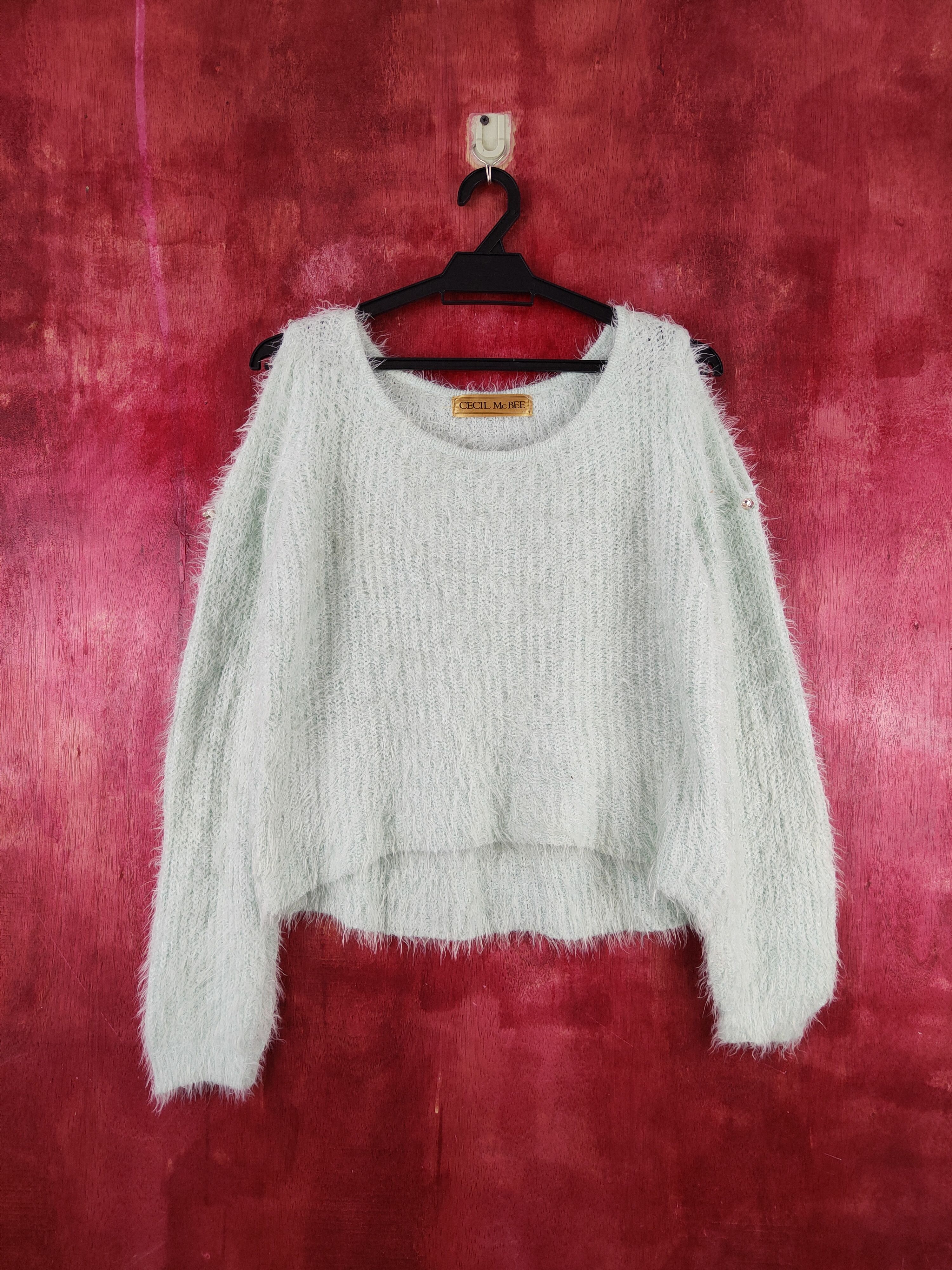 Cecil McBee Green Shag Shaggy Fur Mohair Knitwear #S2027