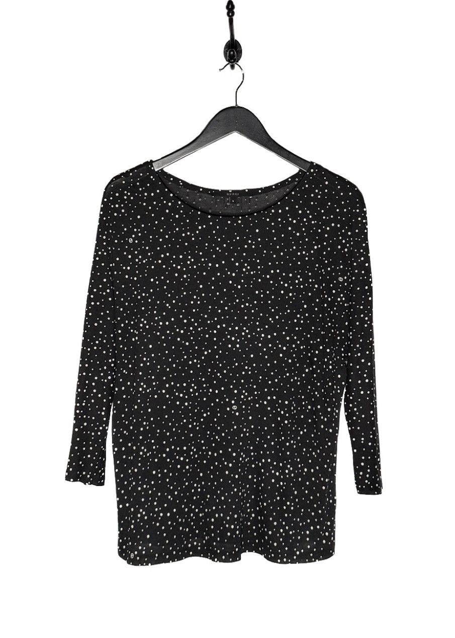 Gucci Gucci 2011 Black Polka Dots Cropped Sleeves Top Size S / US 4 / IT 40 - 1 Thumbnail