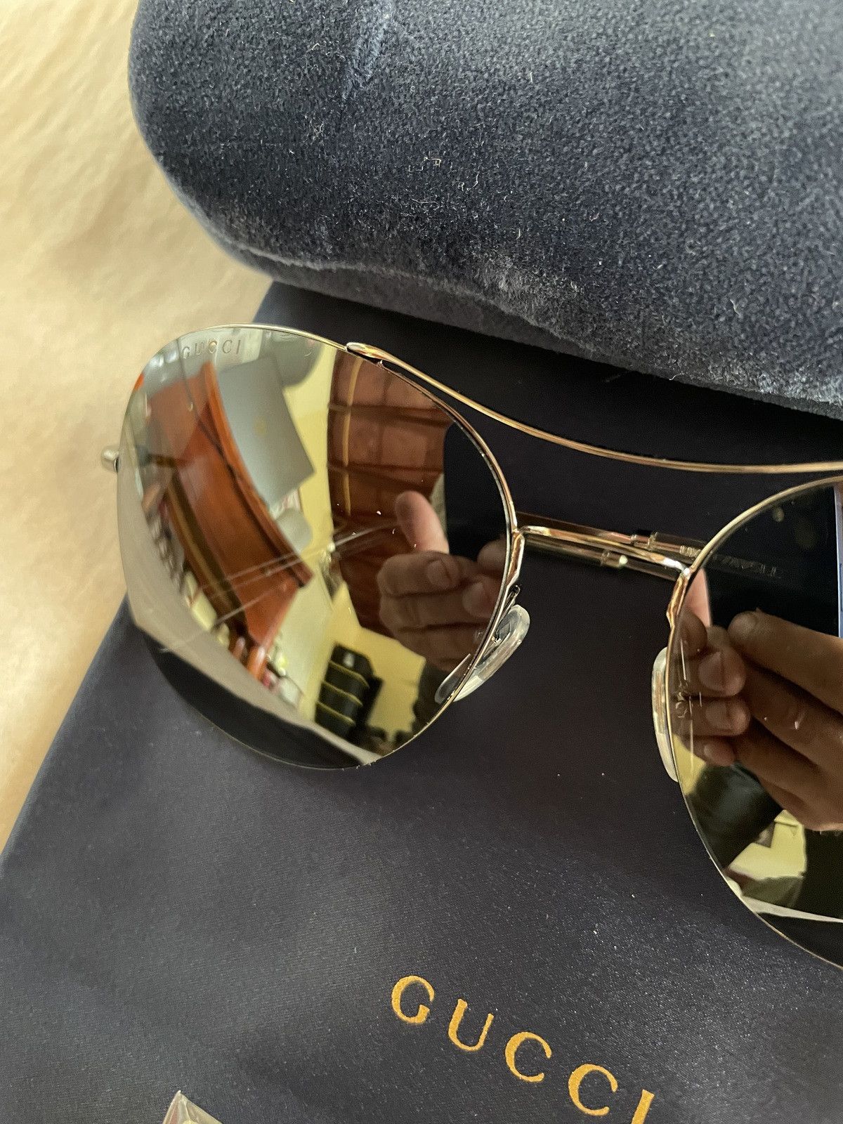Gucci Gucci GG0501S 007 Gunmetal Grey Pilot Sunglasses Size ONE SIZE - 3 Thumbnail