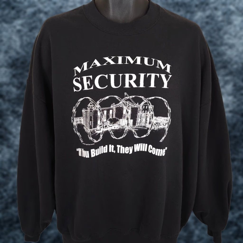 Jerzees VINTAGE Maximum Security Prison Sweatshirt Mens 3XL Black Jerzees Sweatshirt Crew Neck 90s Jail Law Enforcement Made In USA Size US XXL / EU 58 / 5 - 1 Thumbnail