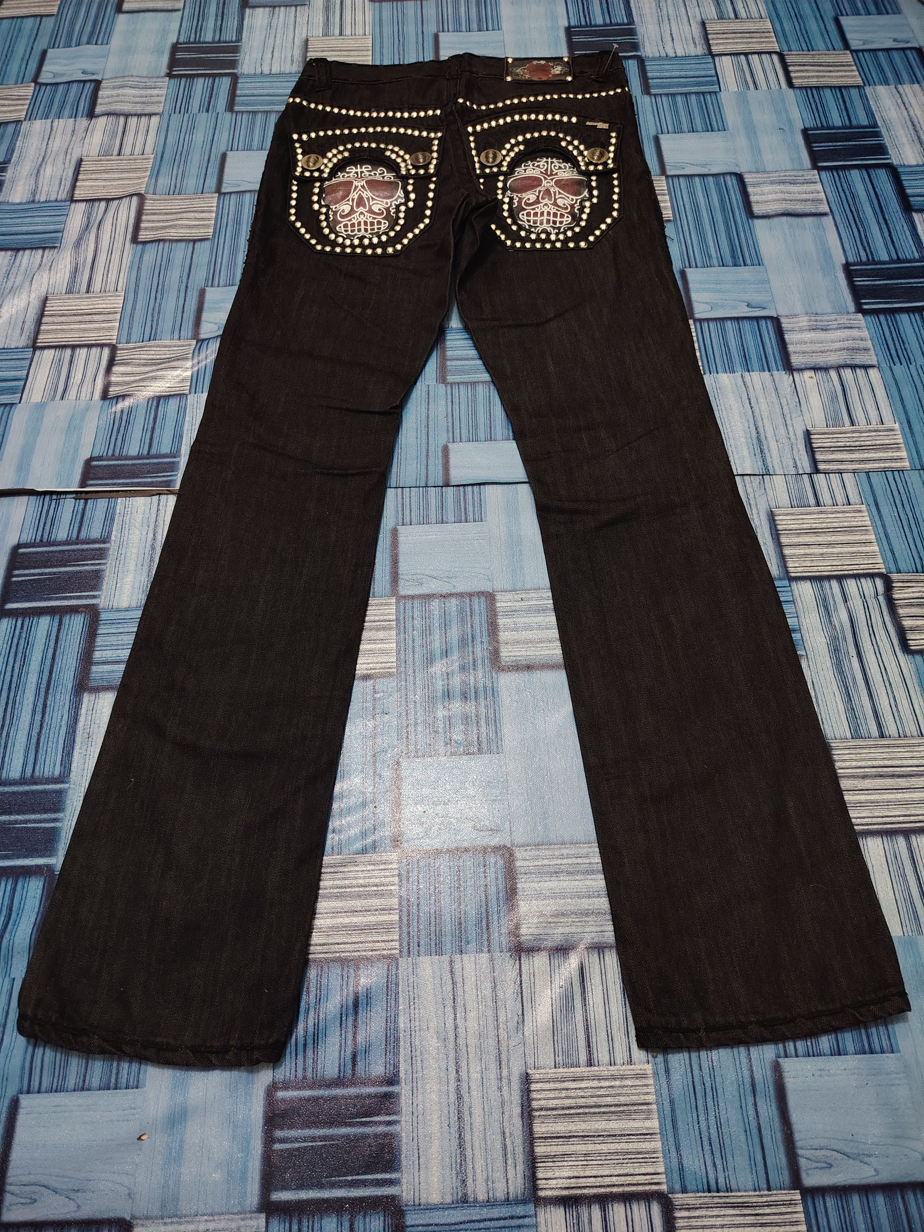 Affliction Rare! 90's Laguna Beach Crazy Jeans Button Affliction design Size US 31 - 2 Thumbnail