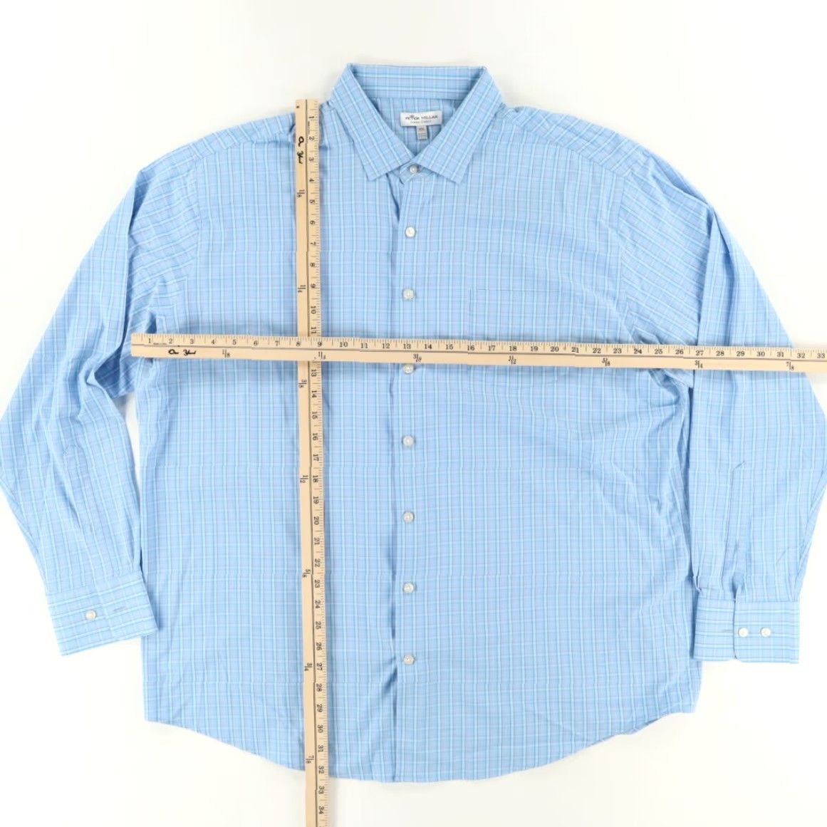 Peter Millar Peter Millar Shirt Gage Summer Comfort Long Sleeve Button Up Nylon Gingham Blue 2XL Mens Size US XXL / EU 58 / 5 - 3 Thumbnail