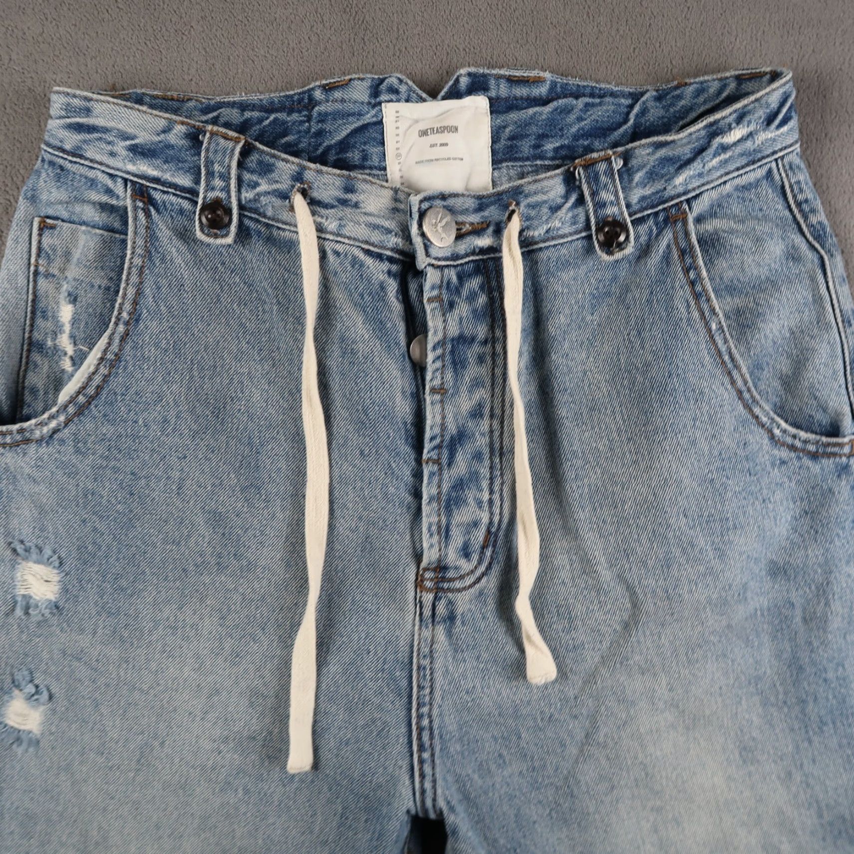 Vintage One Teaspoon Blue Workwear Boyfriend Jeans Size 29 Drawstring Womens Size 29" - 5 Thumbnail