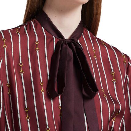 Gucci o1loc1c0226 835782 Printed Silk Twill Dress With Bow Size M / US 6-8 / IT 42-44 - 5 Thumbnail