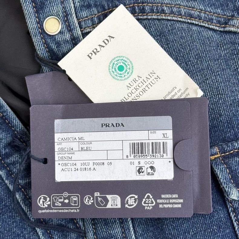Prada Prada Washed blue metal triangle denim down jacket 2502-Nex Size US XL / EU 56 / 4 - 8 Thumbnail