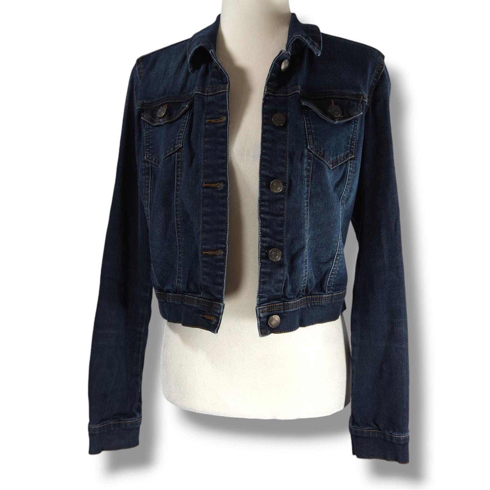 Other EUC Wax Jean Classic Denim Crop Jean Jacket Sz. S Dark Denim Size S / US 4 / IT 40 - 2 Thumbnail