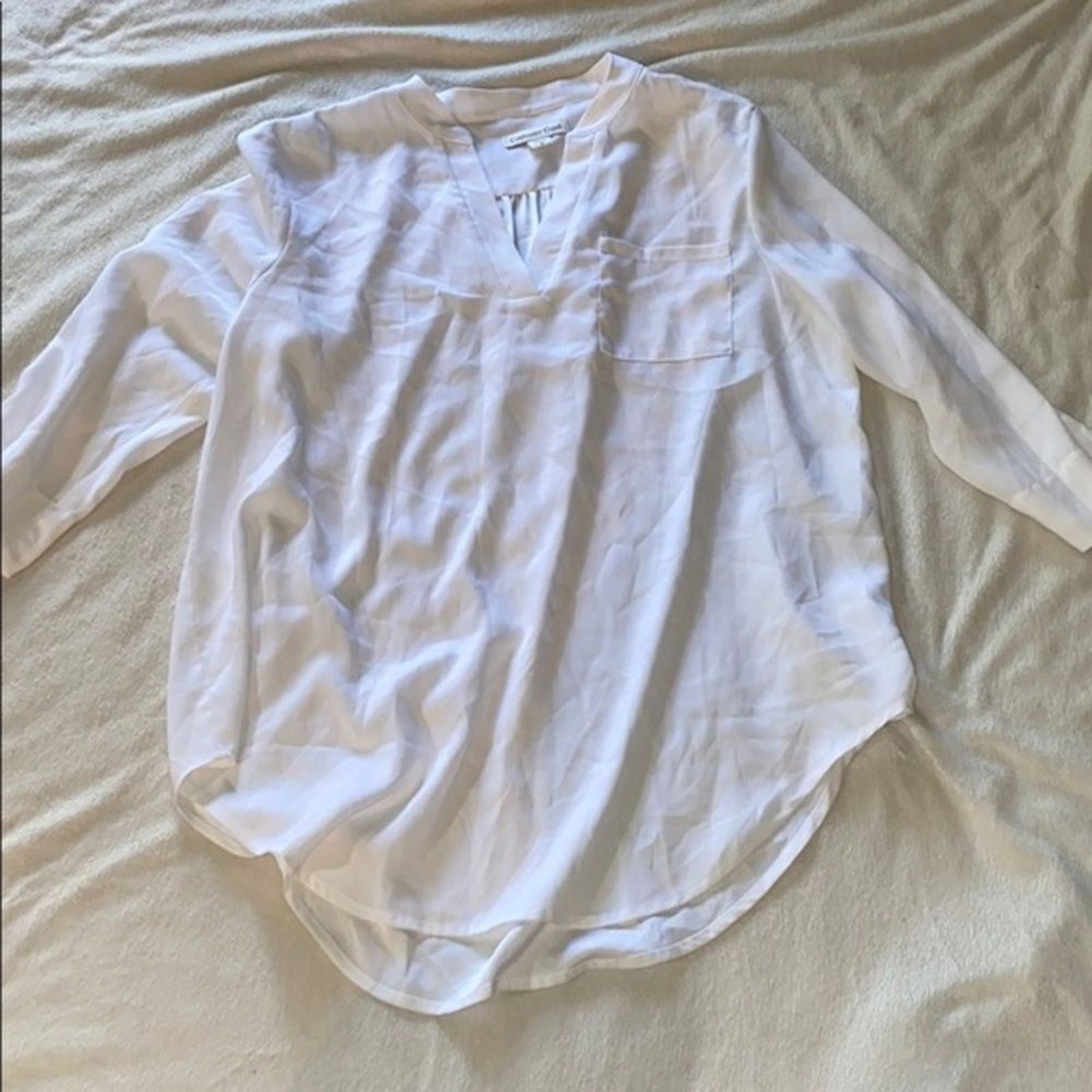 Coldwater Creek Coldwater Creek White Sheer Layered Blouse | Sz M Size M / US 6-8 / IT 42-44 - 2 Thumbnail