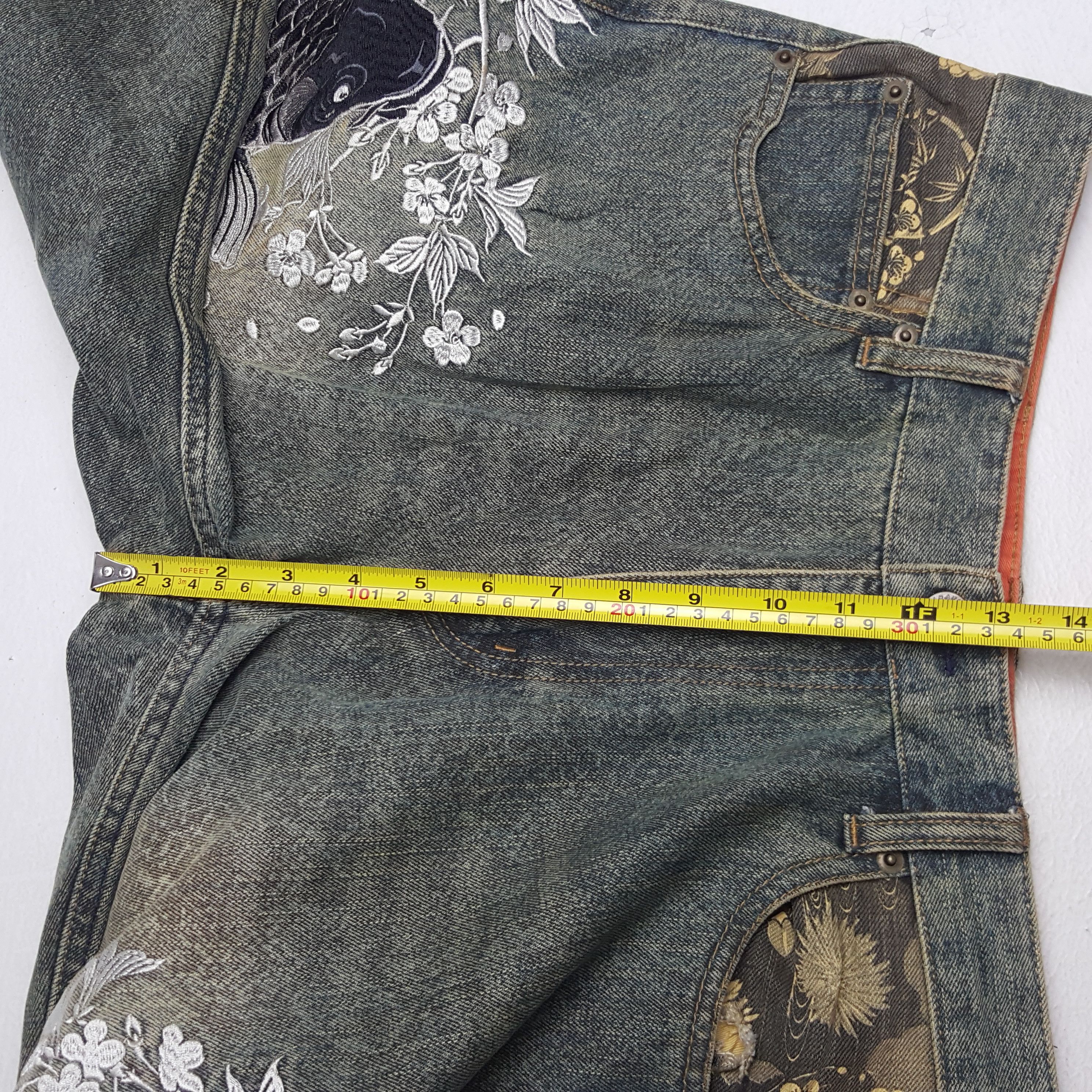 If Six Was Nine × Japanese Brand × Vintage Vintage Karakuri Tamashi Japan Koi Embroidery Art Denim Jean Size US 31 - 10 Thumbnail