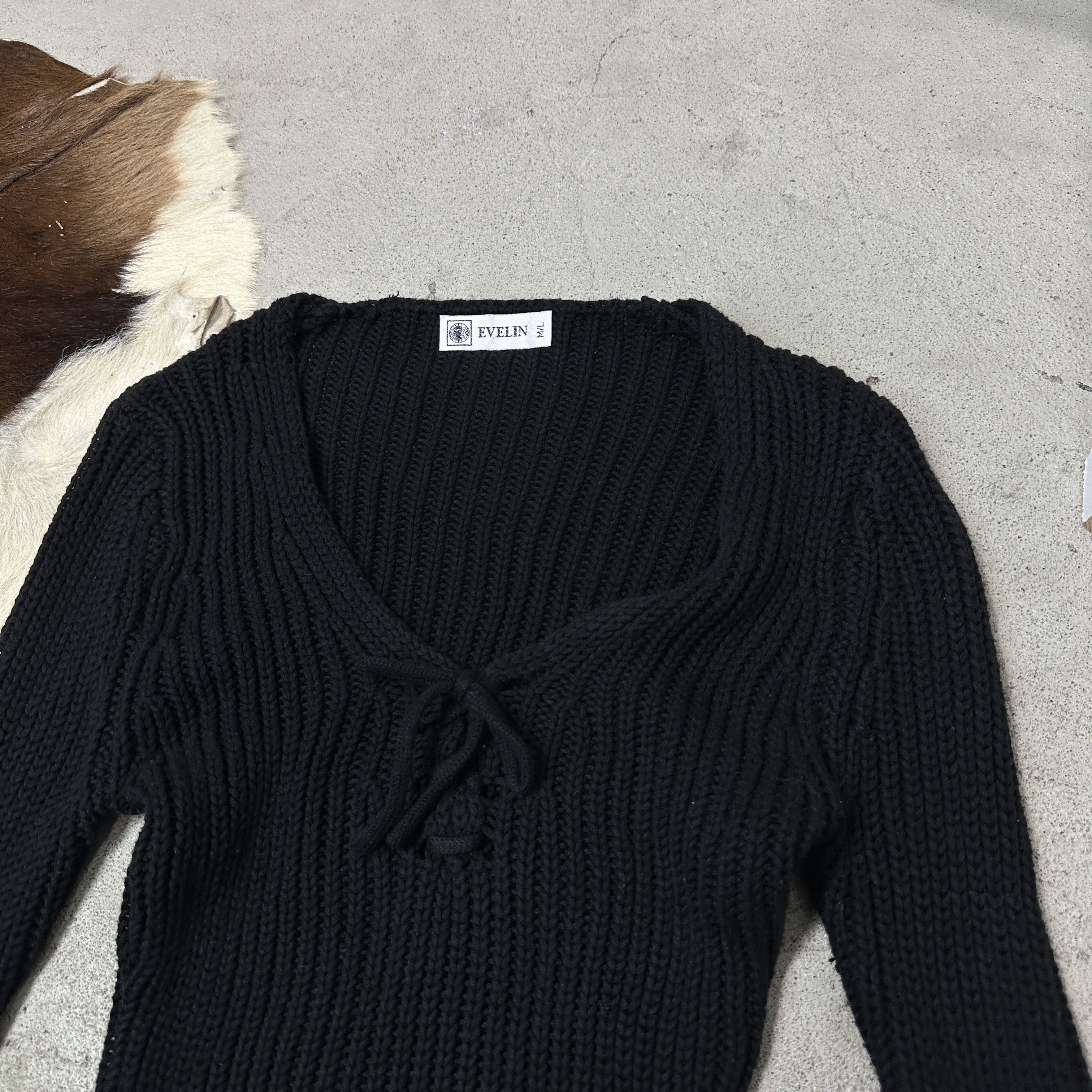 Vintage Vintage Avant Garde Grunge Knitted Bow Sweater 00s Size M / US 6-8 / IT 42-44 - 3 Thumbnail