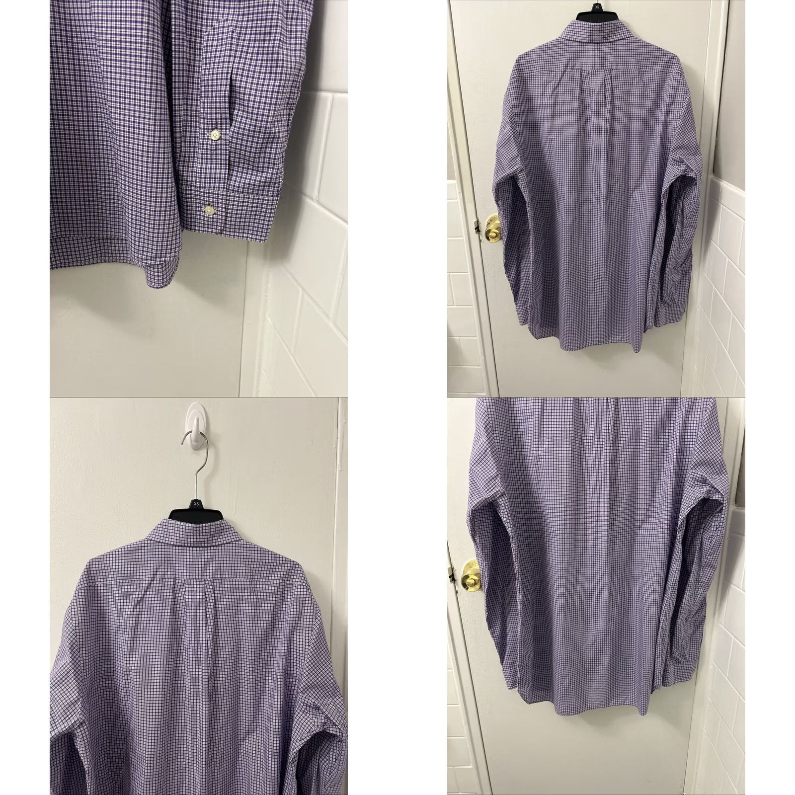 Ralph Lauren Ralph Lauren Shirt Mens 16 Purple White Plaid Button-Up Long Sleeve Polo Pony Button-Down Collar Clothing Apparel Shirts Mens Size US L / EU 52-54 / 3 - 8 Thumbnail
