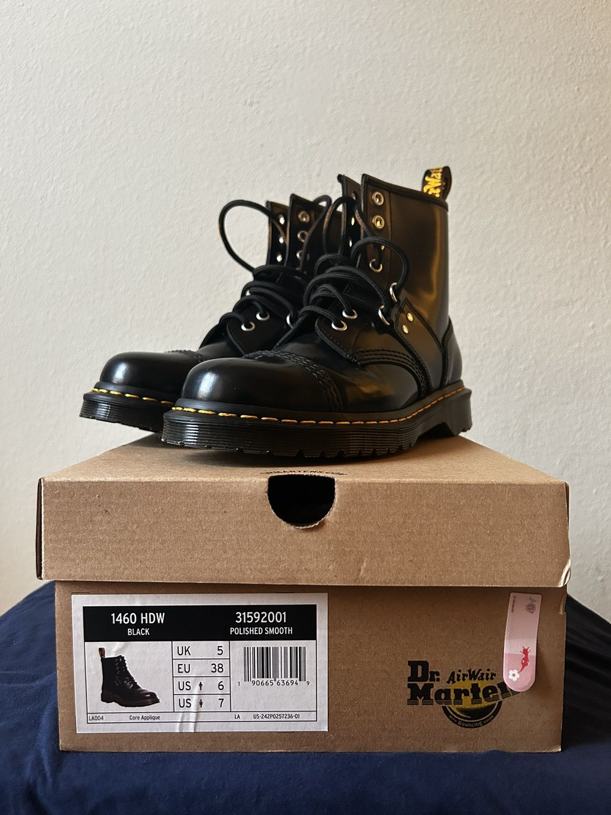 Dr. Martens Dr. Martens - Black Polished Smooth Hardware Boots - 6M Size US 6 / EU 39 - 1 Thumbnail