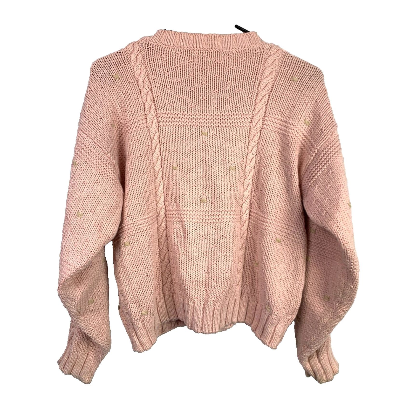 Van Heusen VINTAGE Van Heusen Sweater Womens Small Pink Cotton Ramie 55/45 Knit 1990s Floral Cable Knit Shirt? Size S / US 4 / IT 40 - 4 Thumbnail