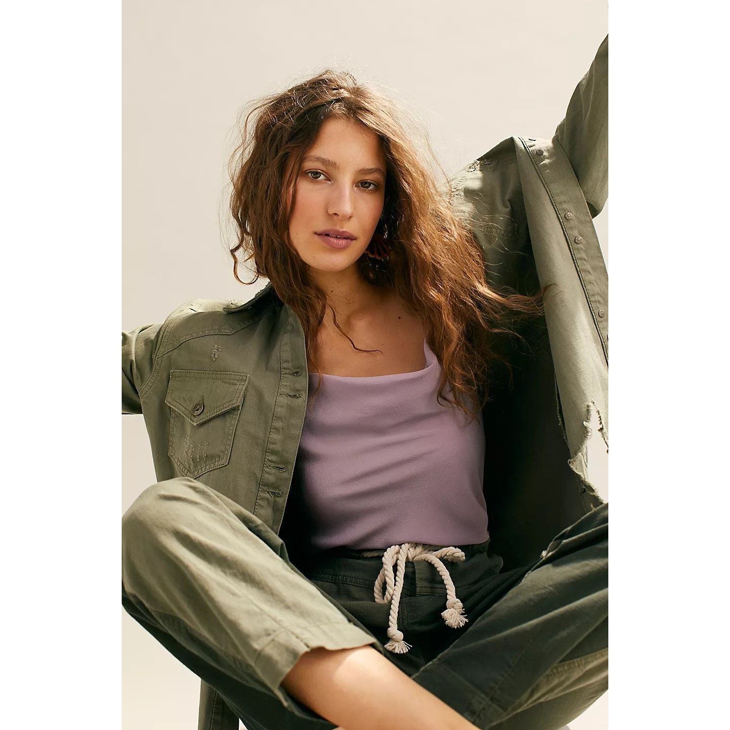 Free People New Free People Moonchild Denim Shirt Jacket $128 S Olive Size S / US 4 / IT 40 - 4 Thumbnail
