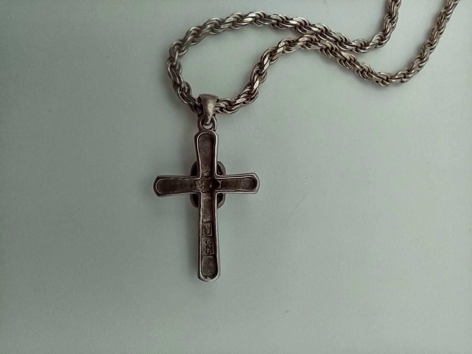 Other Sterling 925 Marcasite Cross 20" Italy Chain Size ONE SIZE - 2 Thumbnail