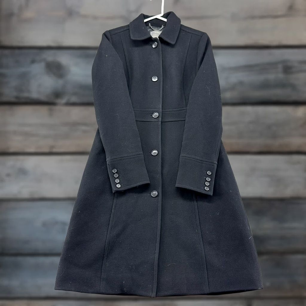 J.Crew J.CREW Coat Long Wool Black Trench Wool Blend Lined Button 8 Women Overcoat 90s Paris Vintage No Size M / US 6-8 / IT 42-44 - 1 Thumbnail