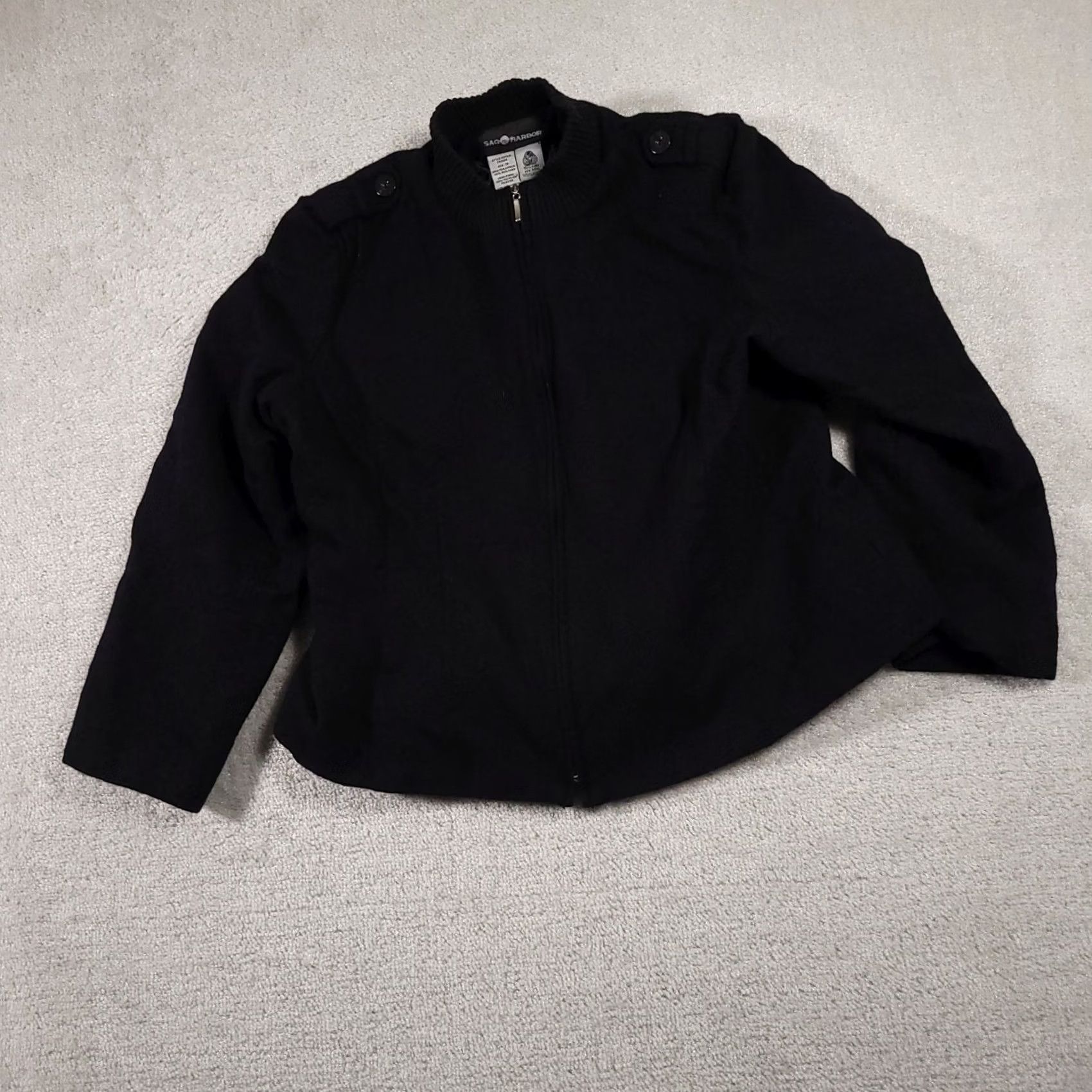 Vintage VINTAGE Sag Harbor Zip Coat Women's 18 Black Wool Classic Preppy Career Lined Jacket Size XXL / US 16-18 / IT 52-54 - 2 Thumbnail