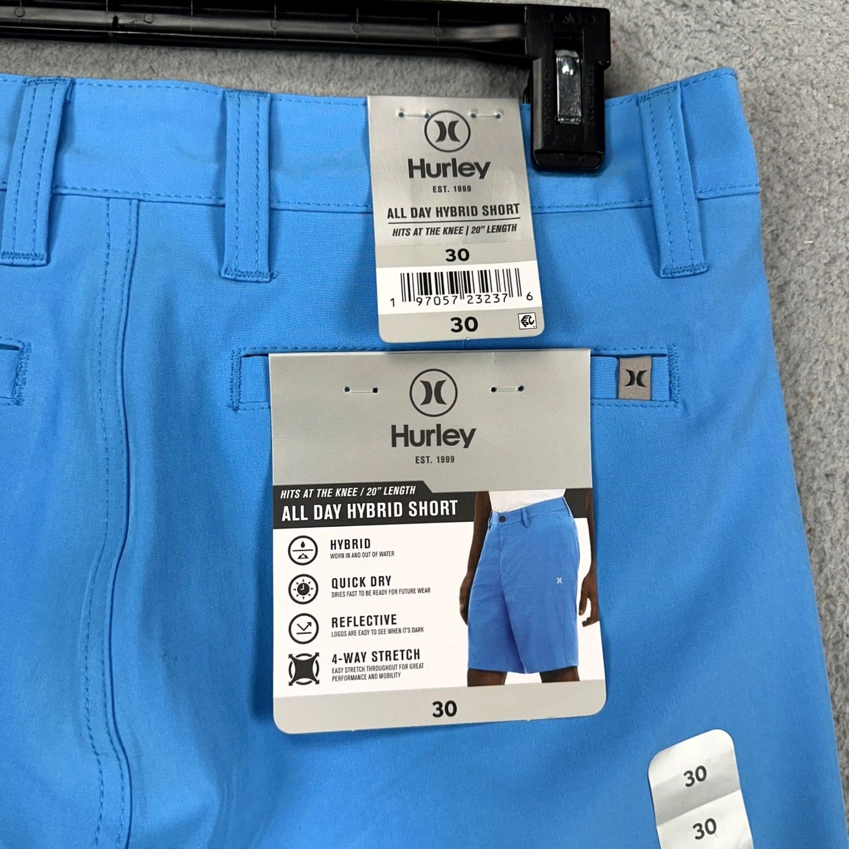 Hurley Hurley Mens All Day Hybrid Shorts 30 Blue Performance Stretch Pocket Logo NEW Size US 30 / EU 46 - 5 Thumbnail