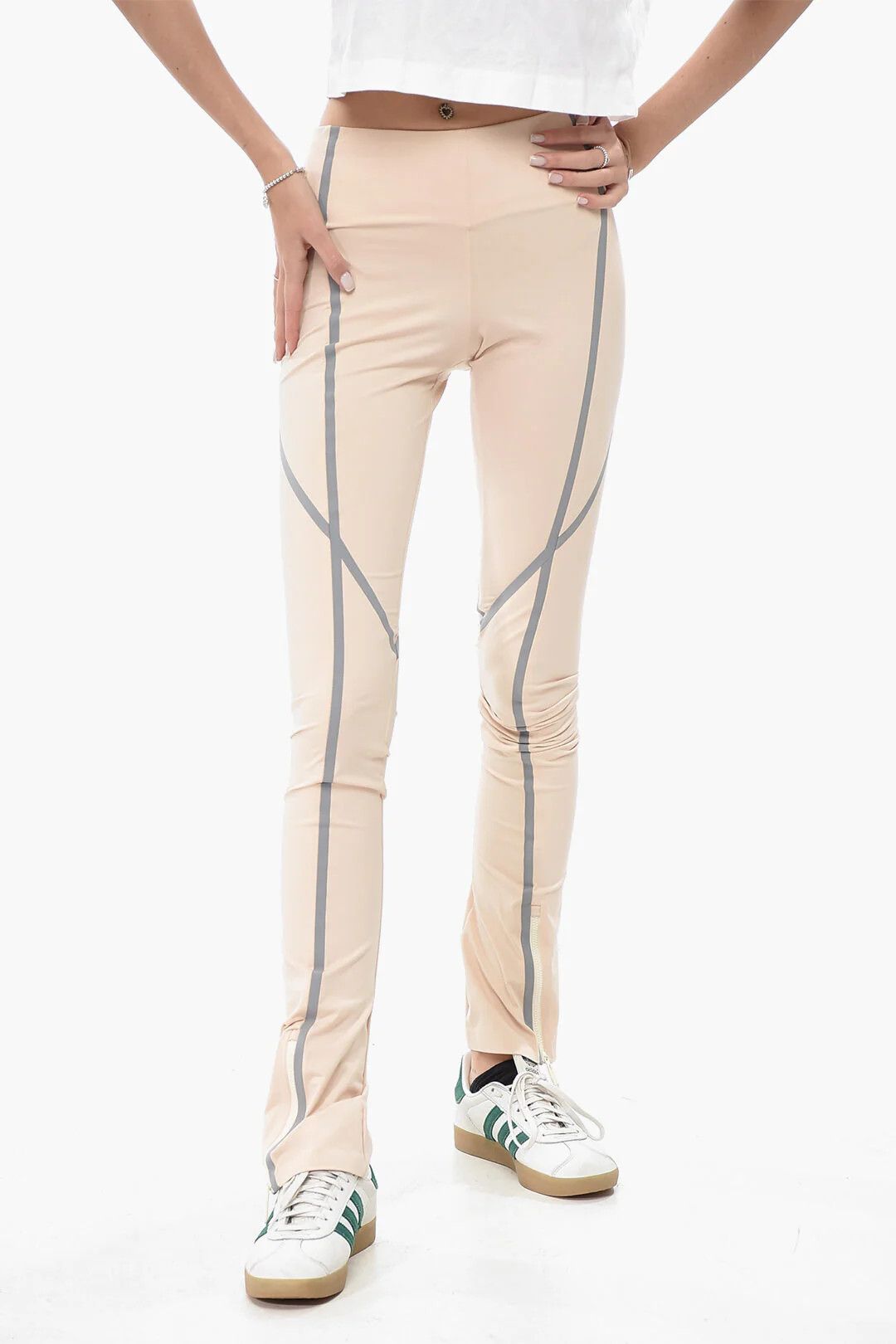 Off-White og1mm0426 Ankle Zip Leggings in Beige Size 27" / US 4 / IT 40 - 1 Thumbnail