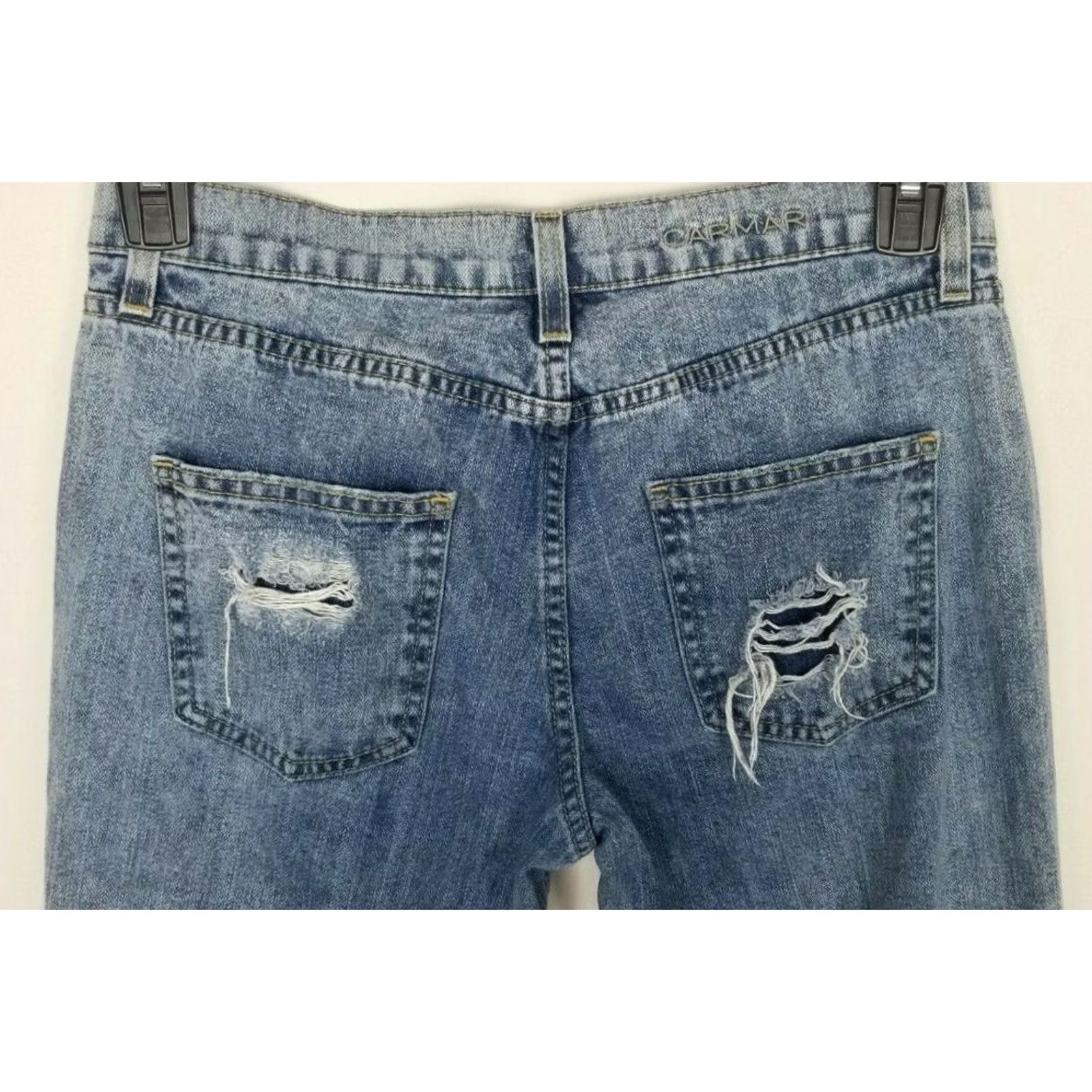 Vintage CARMAR Womens Jeans Blue 27 Ripped Straight Cotton USA Denim, Size 27, Regular, Blue, Women, Jeans, Straight, USA, Carmar Size 27" / US 4 / IT 40 - 4 Thumbnail