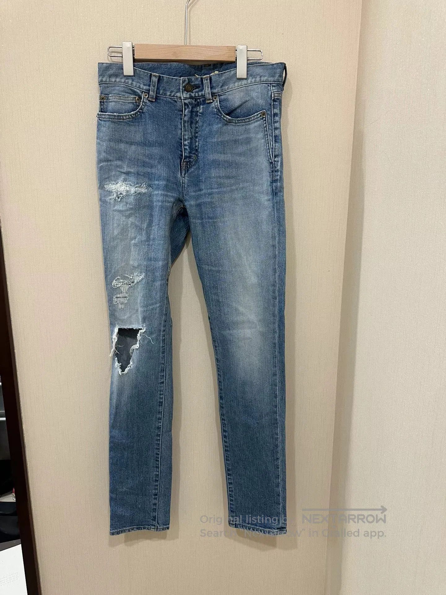 Saint Laurent Paris Saint Laurent Distressed Blue Denim Jeans. Size US 28 / EU 44 - 1 Thumbnail
