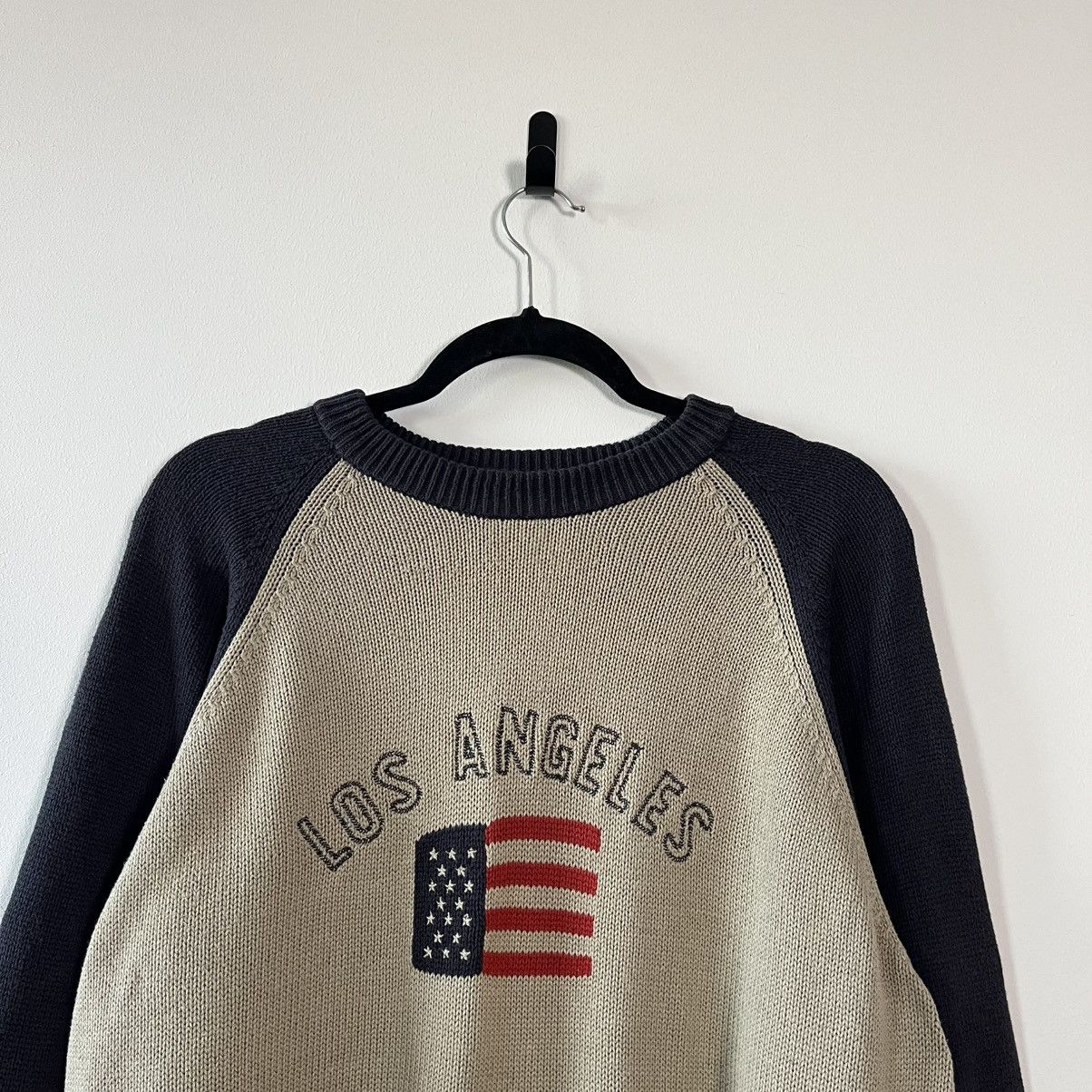Vintage LA Varsity Knit Sweater American Flag Retro Streetwear Size US XL / EU 56 / 4 - 2 Thumbnail
