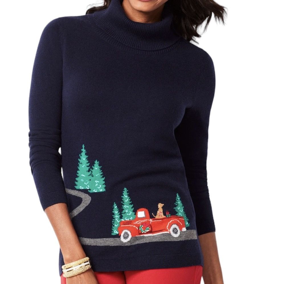 Talbots NWT Talbots Christmas Holiday Sweater Blue Wool Petite S Size S / US 4 / IT 40 - 3 Thumbnail