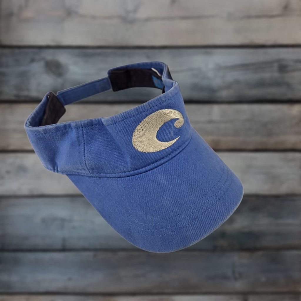 Costa Del Mar Costa Del Mar Distressed Blue Embroidered Logo Strapback Visor Unisex Adults One Size Cotton Adjustable Hat/Visor Spring Summer Carded Vintage: No Size ONE SIZE - 1 Thumbnail