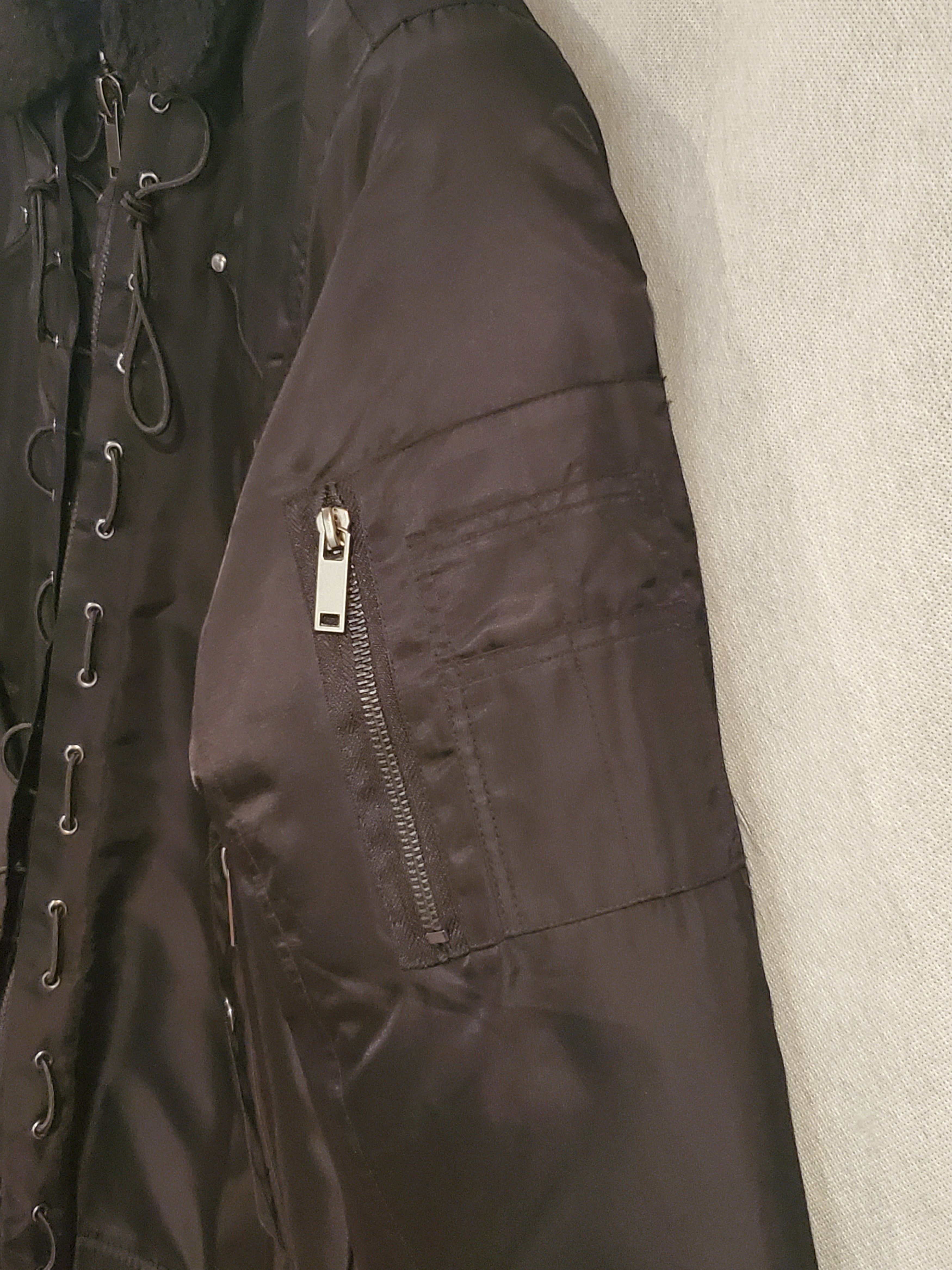 Black Kaviar Faux Fur Collar Bomber with Drawstring Size US S / EU 44-46 / 1 - 4 Thumbnail