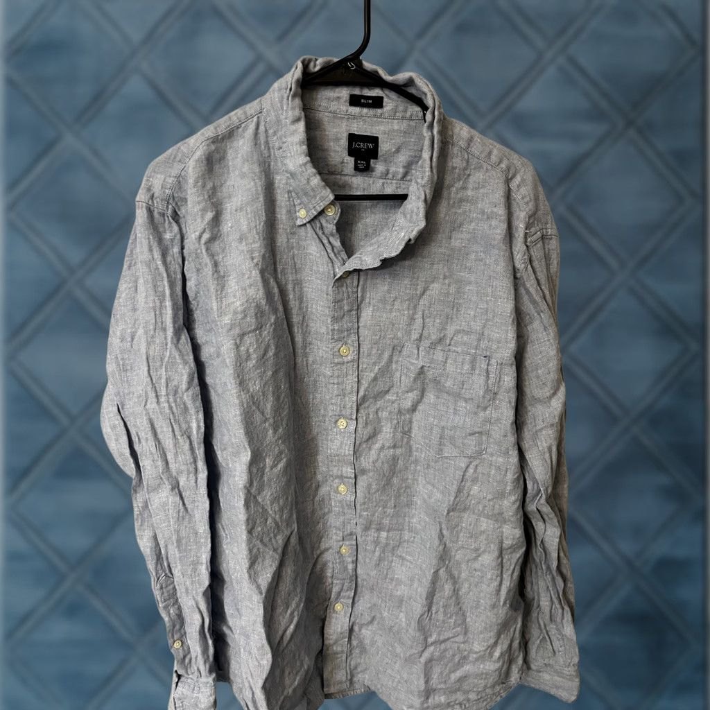 J.Crew J.CREW Button-Down Shirt Men 2XL Blue Linen Blend Slim Pocket Casual Shirt Clothing Size US XXL / EU 58 / 5 - 1 Thumbnail