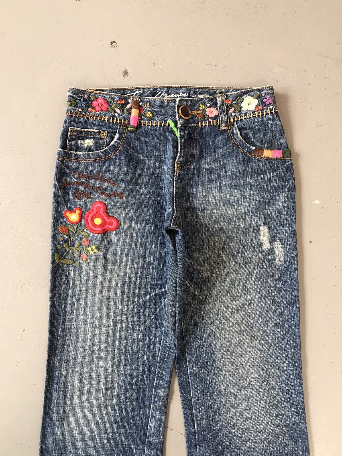 Vintage Y2K Style Flower 🌹 Embroidery Straight Fit denim Size 36" / US 14 / IT 50 - 8 Thumbnail