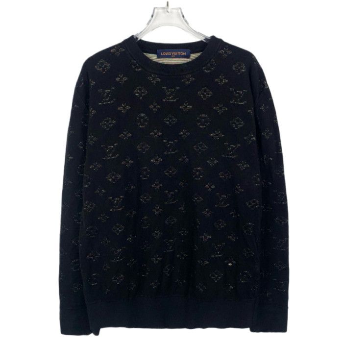 Louis Vuitton Louis Vuitton Black Logo Openwork Knit Sweater (Size M) Size US M / EU 48-50 / 2 - 1 Thumbnail