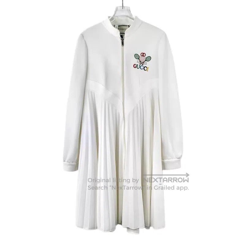 Gucci Gucci White logo letter tennis racket embroidery zipper lo Size S / US 4 / IT 40 - 1 Thumbnail