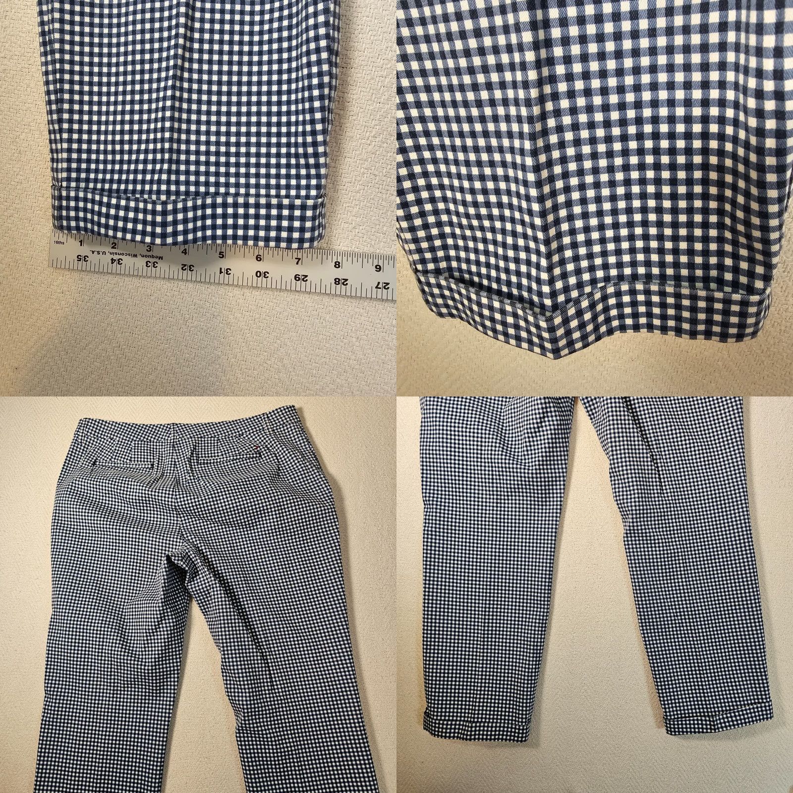 Tommy Hilfiger Tommy Hilfiger Women's Blue and White Check Plaid Straight Fit Pants 14 Size 36 in Waist Inseam 26.5 in Chino Size 36" / US 14 / IT 50 - 8 Thumbnail