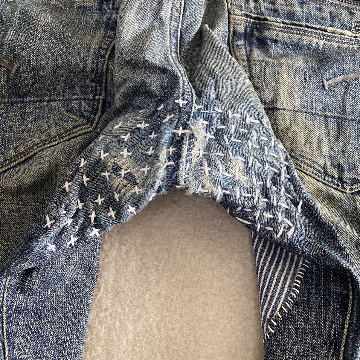 If Six Was Nine Gstar Raw Distressed Sashiko Repaired Denim w36 Size US 36 / EU 52 - 11 Thumbnail