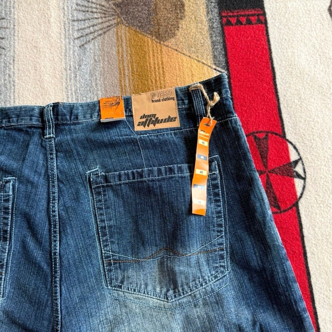 Denime VINTAGE DNM Attitude Baggy Wide Leg Denim Jean Shorts Men 46 15” Inseam Blue WideLeg Grunge Y2K HipHop Casual Travel Summer Spring Fall Size US 30 / EU 46 - 5 Thumbnail