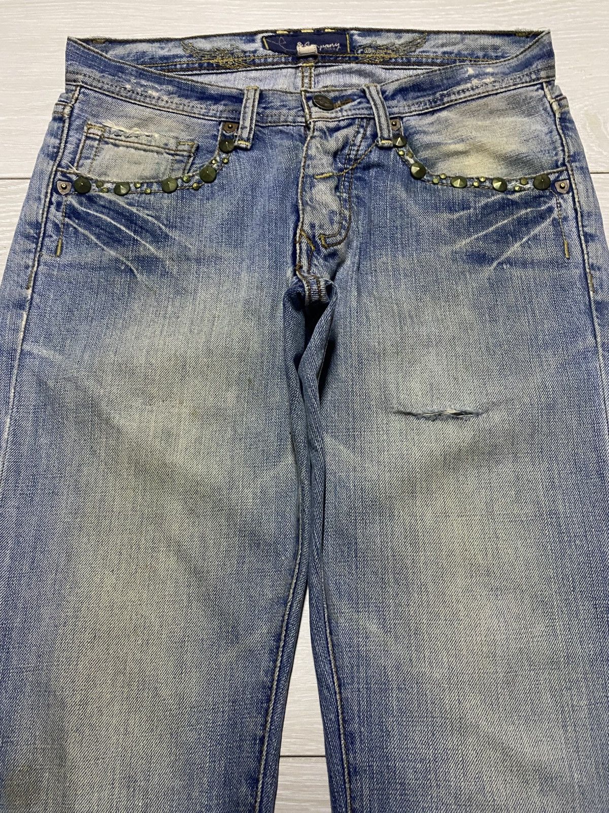 Tornado Mart Vintage Japanese Brand JC Studded Embroidered Cross Flare Size US 30 / EU 46 - 4 Thumbnail