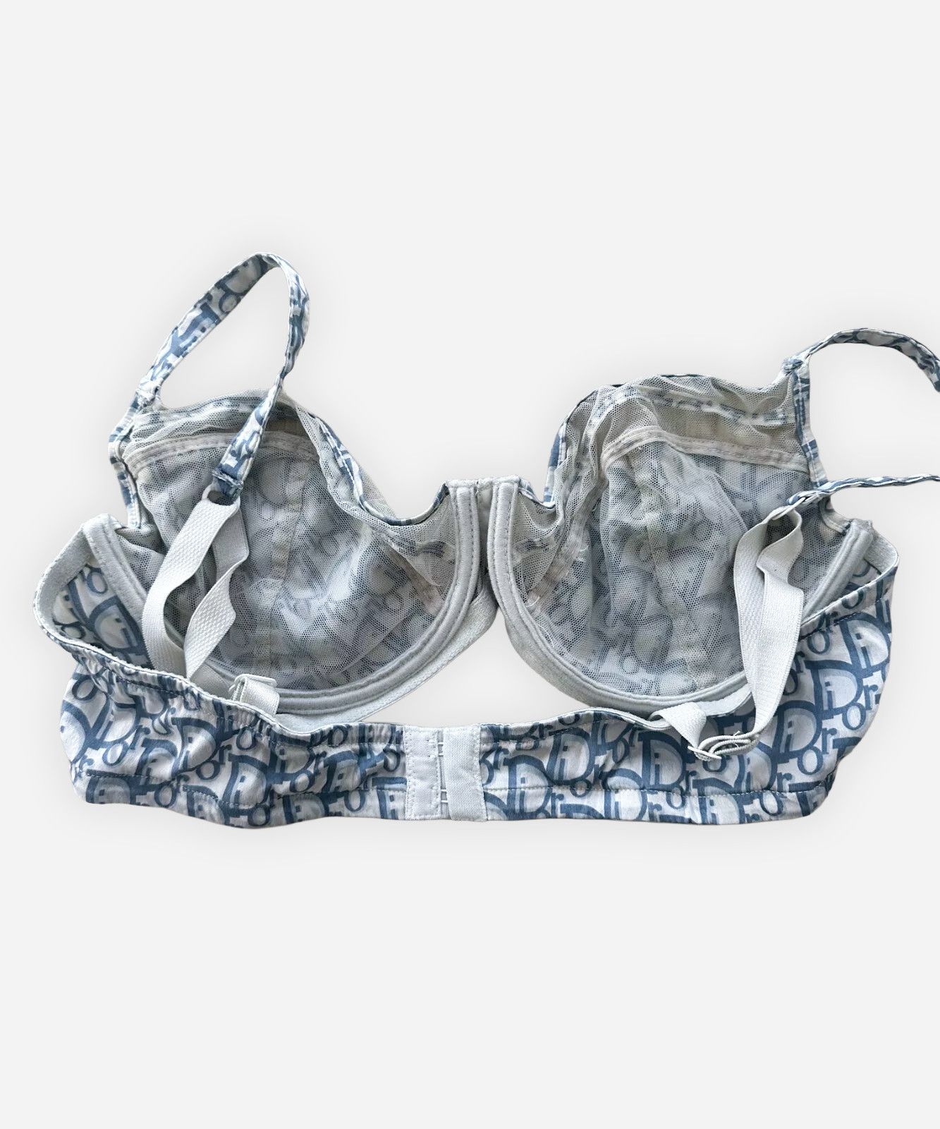 Dior Christian Dior Bra Silk Monogram CD Home White Blue Size ONE SIZE - 7 Thumbnail