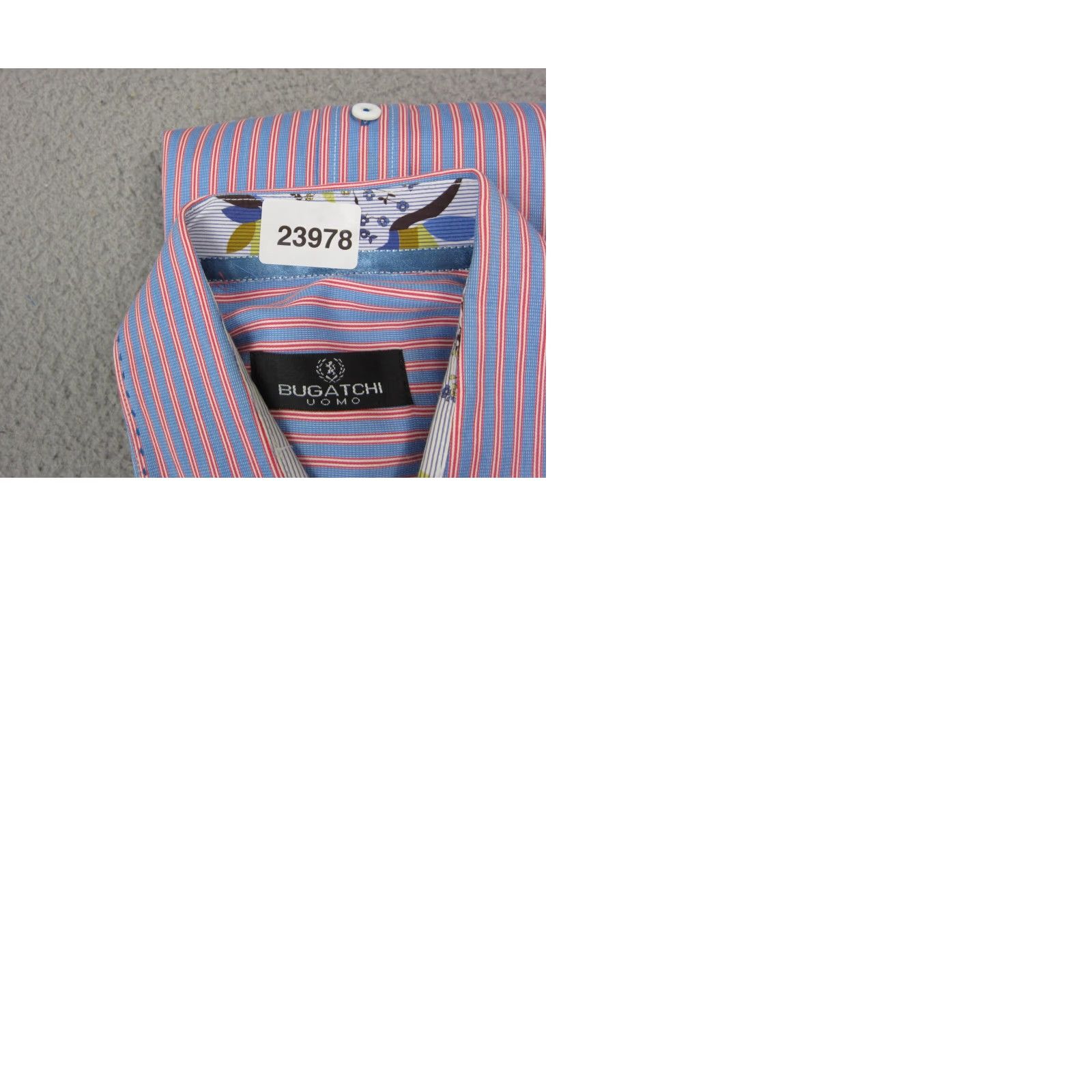 BUGATCHI Bugatchi Shirt Adult Large Button-Up Colorful Blue Red Pink Flip Cuff Mens Size US L / EU 52-54 / 3 - 9 Thumbnail